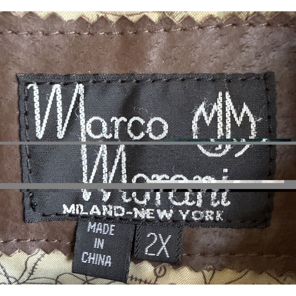 VTG 80s Marco Morani A-2 Brown Leather Bomber Jacket Map Lined Men's 2XL XXL - Picture 8 of 11